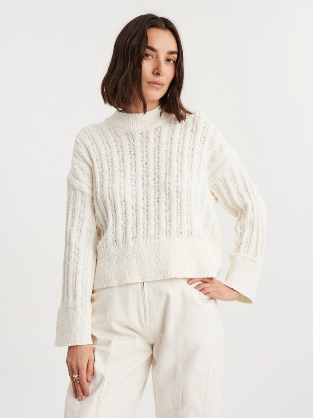 New Holzweiler HI KNIT Sweater in white organic cotton size small